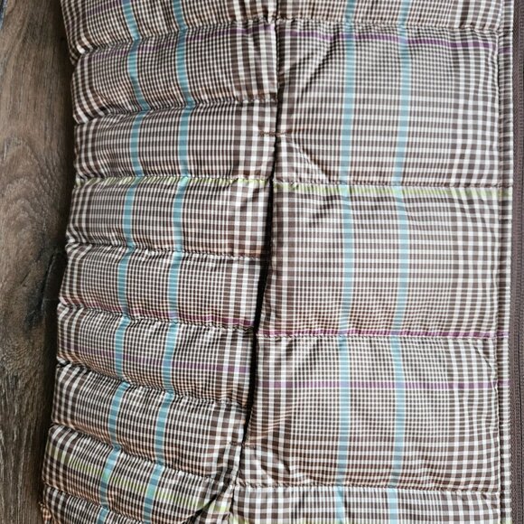 Lands End Vest Womens Small Brown Plaid Down Puffer Insulated Sleeveless - Picture 2 of 5